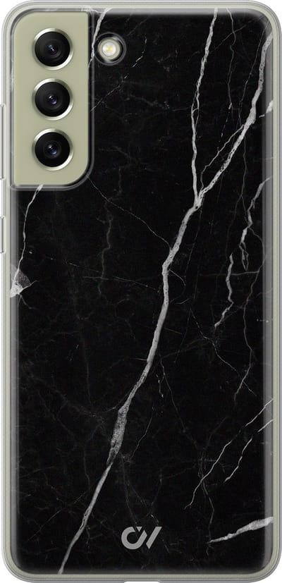 Hoesje geschikt voor Samsung Galaxy S21 FE hoesje - Marble Noir - - Zwart - - Casevibes