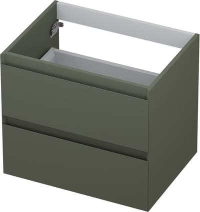 INK® wastafelonderkast 2 laden greeploos gelakt 60x45x52cm, mat beton groen