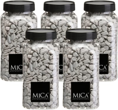 Mica Decorations decoratie steentjes - 5x - grijs - 650ml - hobby steentjes - sier stenen