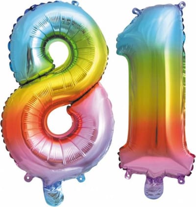 Folieballon nr. 81 Regenboog 86cm