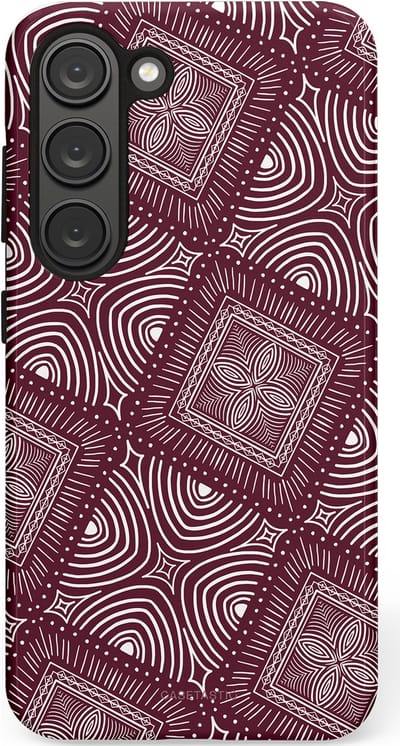 Casetastic Hoesje Geschikt voor Samsung S23 - Stijlvolle Beschermende Duo-layer Case - Bohemien Rood Design