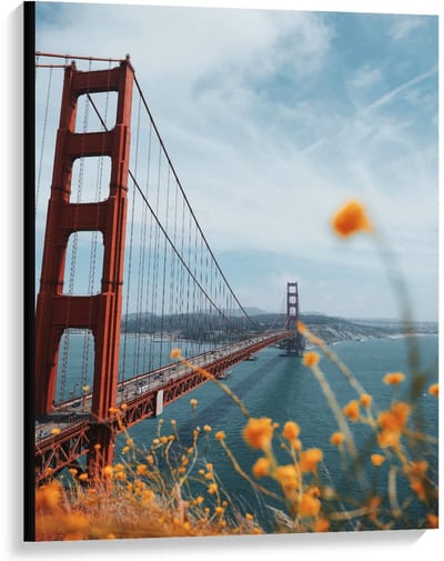 Canvas  - Golden Gate Bridge in Californië - 75x100cm Foto op Canvas Schilderij (Wanddecoratie op Canvas)