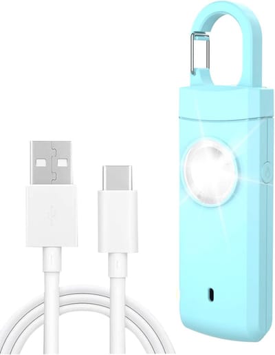 Persoonlijke Alarm - Krachtig 130 Db Geluid En Felle Flits - Persoonlijke Alarmknop - Beveiliging Alarm - Zelfverdediging - Persoonlijke Alarmen - USB-oplaadbaar - Kinderen, Vrouwen en Senioren Alarm - Alarm Sleutelhanger - Veiligheid - Blauw