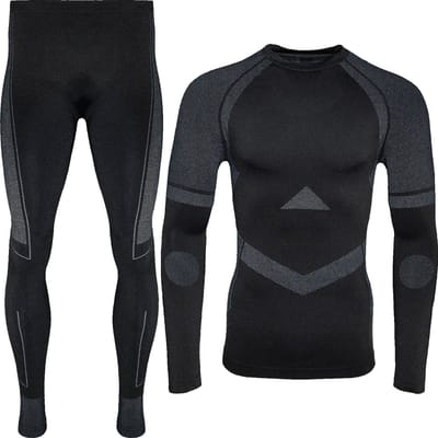 Thermoset - Thermo Ondergoed Heren - Naadloos - Zwart - Maat M/L | Thermo Kleding Set