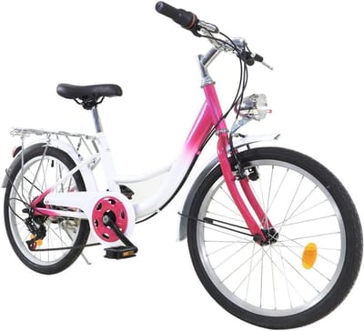 Kinderfiets - Meisjesfiets - Buiten Fietsen - 6 Versnellingen - 20 Inch - Roze Wit