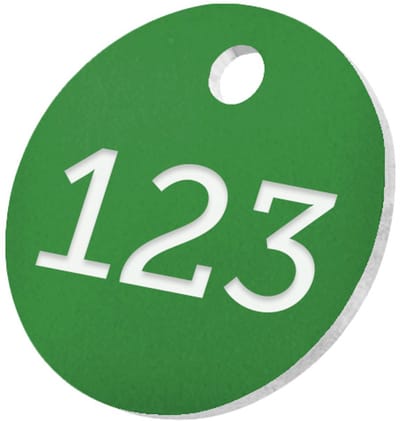 CombiCraft ronde sleutellabels of nummerplaatjes van acrylaat groen 25 mm met gat - 1 t/m 50