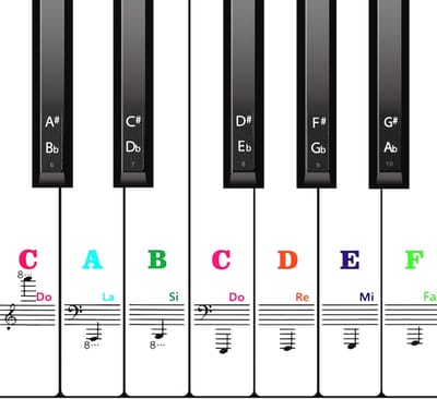 Piano Keyboard Stickers voor 88/61/54/49 Toetsen - Removable en Heldere Notenstickers voor Beginners en Kinderen