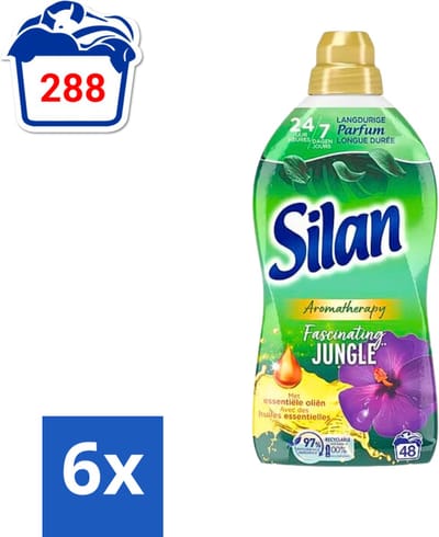 6 x Silan Aromatherapy - Wasverzachter - Fascinating Jungle - Essentiële Oliën en Langdurige Parfum - 48 Wasbeurten - 1.056L - Wasverzachter - Geur - Aromatherapie - Jungle - Tropische Geur