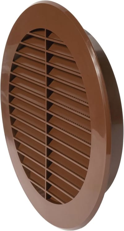 Bruine kunststof ventilatierooster met flens voor HVAC-ventilatie - 15,2 cm