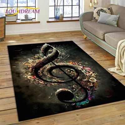Kleurrijk Muzieknoot Muziekpartituur Cartoon Tapijt Vloerkleed voor Thuis Woonkamer Slaapkamer Bank Deurmat Decor, Kindergebied Vloerkleed Antislip Mat 40x60cm