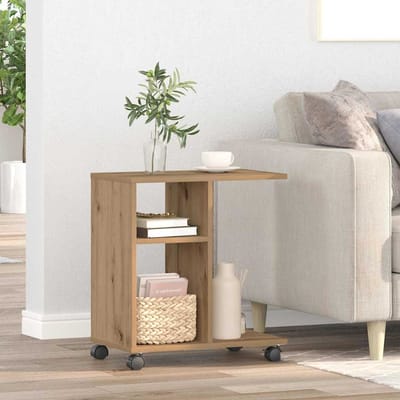 vidaXL - Bijzettafel - artisanaal - eikenkleurig - 50 - x - 30 - x - 55 - cm