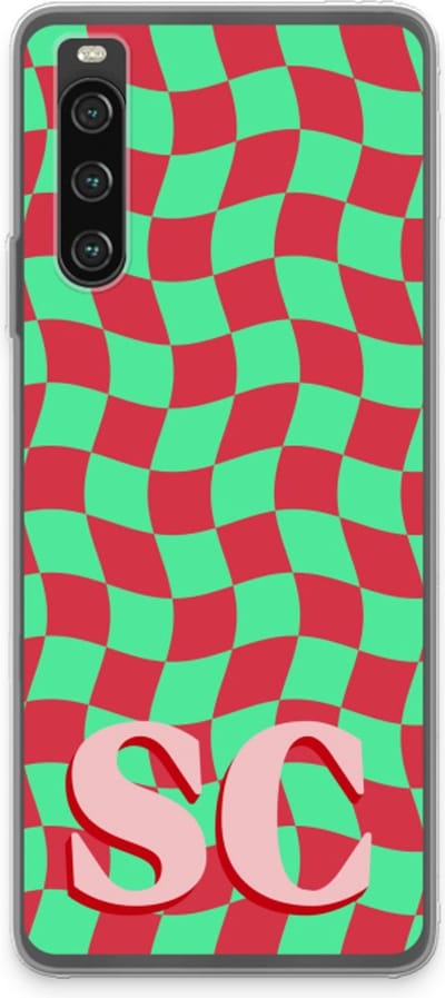Gepersonaliseerd - Case Company® - Hoesje geschikt voor Sony Xperia 10 IV hoesje - Grid Monogram - Soft Cover Telefoonhoesje - Bescherming aan alle Kanten en Schermrand