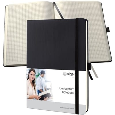 Sigel notitieboek - Conceptum Pure - tablet grootte - zwart - hardcover - geruit - SI-CO117
