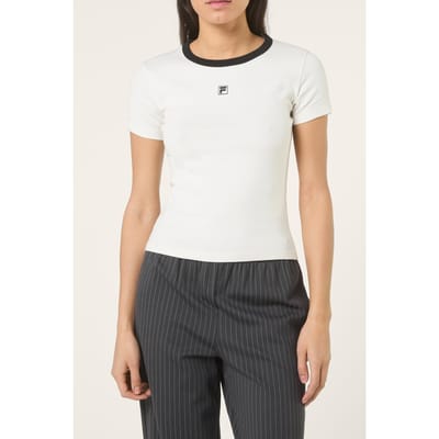 FILA Montebeni Slim Logo Rib T-shirt Egret Taglia: XS | Maglie Sportivi Outlet | Donna