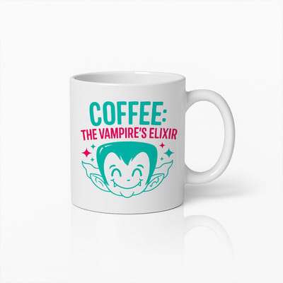 Coffee: The Vampire’s Elixir Mok 330ml – Grappige Halloween Koffiebeker met Vampier Ontwerp – Perfect Cadeau voor Koffie- & Horrorliefhebbers
