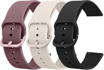 Siliconen horlogebandjes set van 3 stuks, 20 mm en 22 mm, voor dames en heren, snelle vervanging, comfortabel en duurzaam, paars en grijs