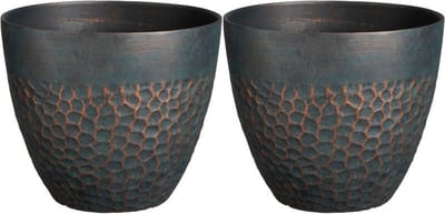 Mica Decorations Plantenpot Bravo - 2x - kunststof - buiten/binnen - Diep groen - D38 x H32 cm