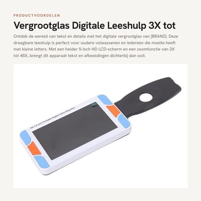 Dailygoods - Vergrootglas Digitale Leeshulp - 3X tot 48X Zoom - Draagbaar en Compact - 5 Inch HD LCD Scherm - Elektronische Loep - Geschikt voor Senio...
