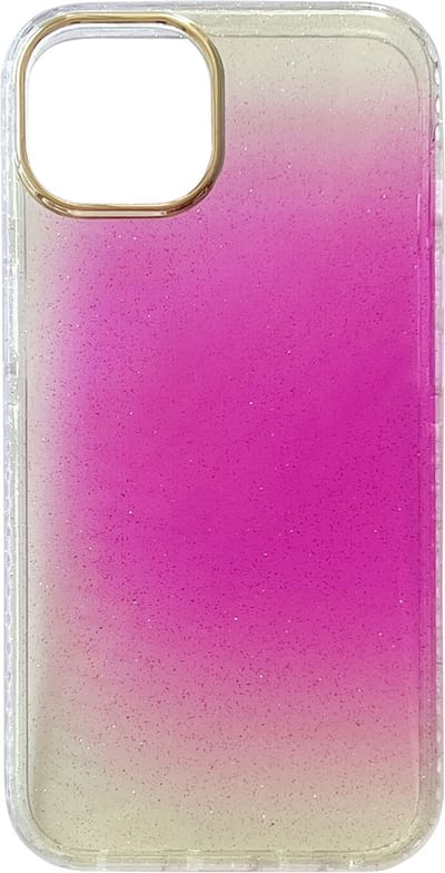 Casemania Hoesje Geschikt voor Apple iPhone 13 - Paars - Extra Stevig Glitter Regenboog Siliconen Back Cover
