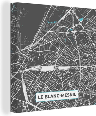 Canvas Schilderij Le Blanc-Mesnil - Frankrijk - Plattegrond - Kaart - Stadskaart - 20x20 cm - Wanddecoratie