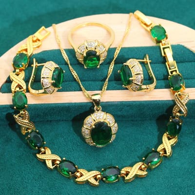 Vol met Diamant Zirkoon Dames Sieradensets Europese en N Temperament Sieraden Ketting Set Oorbellen Vintage Set 10 yards