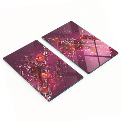 Multifunctionele decoratieve glazen keukenplanken met kersensapmotief, 2x30x52 cm