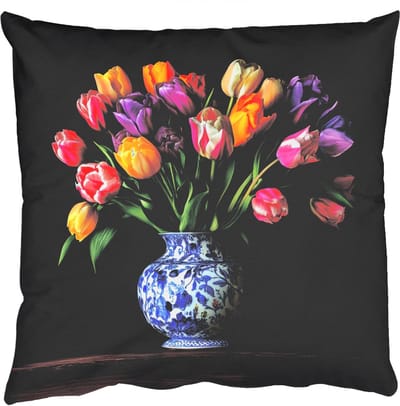 Sierkussens - Kussentjes Woonkamer - 50x50 cm - Tulpen - Kleuren - Hout - Vaas