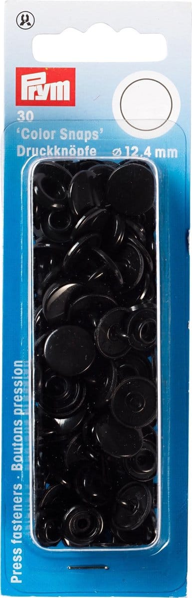 Drukknoop ColorSnaps 12,4 mm zwart 30 st. - Drukknopen Color Snaps - Prym