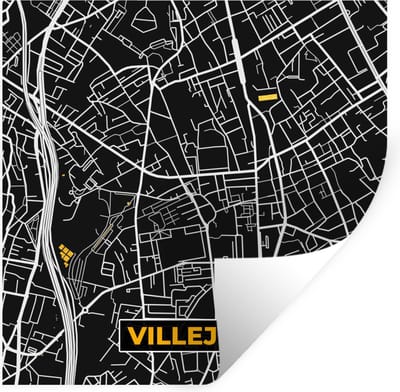 Muurstickers - Sticker Folie - Frankrijk – Villejuif - Plattegrond – Stadskaart – Kaart - 100x100 cm - Plakfolie - Muurstickers Kinderkamer - Zelfklevend Behang XXL - Zelfklevend behangpapier - Stickerfolie