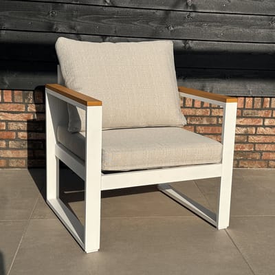 Loungestoel Cube Wit Diningchair Aluminium/Hout - 22381W