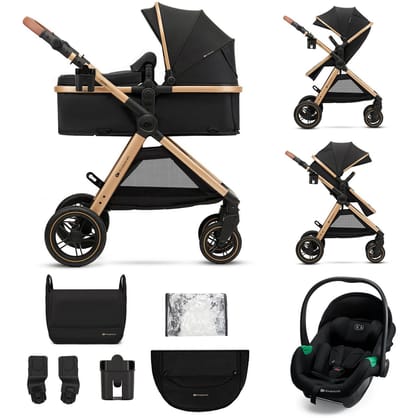 Kinderkraft ESME PRO 3-in-1 Kinderwagen – Beigekleurige multifunctionele combi met reiswieg, wandelwagen en autostoel - Zwart