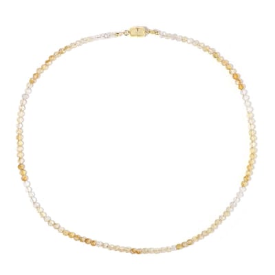 Cavill - Zilveren Halsketting - 925 Sterling Zilver Luxe Verguld - Boliviaanse Citrien 40 925 ct - Elegante Ronde Gefacetteerde Kralen 45 cm