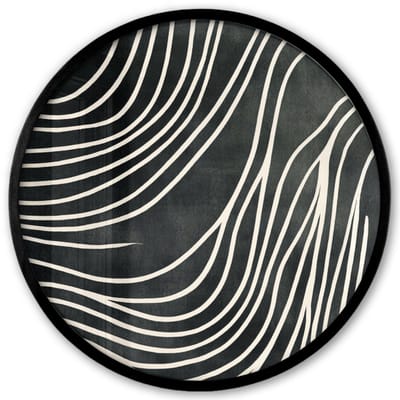 Poster in lijst Rond - Fotolijst 40x40 cm - Posters - Lijnen - Patroon - Abstract - Wit - Ronde posterlijst zwart - Decoratie - Wanddecoratie woonkamer - Muurdecoratie slaapkamer
