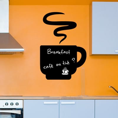 Schoolbordsticker - uitwisbare zelfklevende muurstickers - HETE KOFFIE - 40x30cm