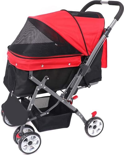 Huisdieren Wandelwagen - Reis Trolley - Comfortabel Reizen - Opvouwbaar Ontwerp - Tot 25 kg - Rood