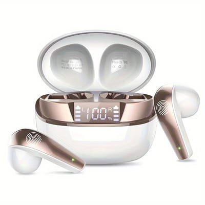 Draadloze oordopjes - draadloze 5.3 hoofdtelefoon HiFi stereo - draadloze oordopjes met ENC Noise - cancelling microfoon - 40 uur - LED display - touch control