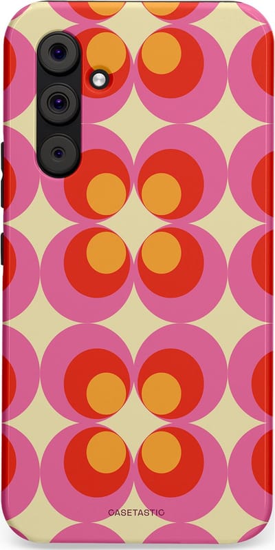 Casetastic hoesje geschikt voor Samsung Galaxy A54 (2023) 5G - Dubbellaagse bescherming - Circle boogie - Fashion Case - Roze Rood Zand Okergeel