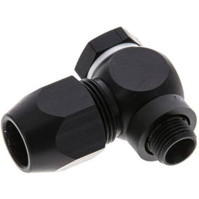 10x4mm & G1/8'' Aluminium L-Vorm Knelfitting Buitendraad 10bar Kunststof en Polyamide