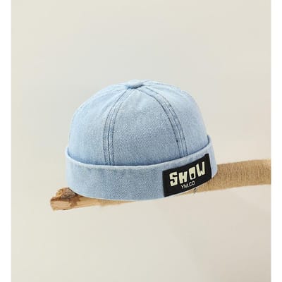 Koreaanse Denim Meloenmuts voor Baby Hip Hop Letter Geborduurd Randloze Hoed Verstelbare Kinderen Verhuurdersmutsen Retro Koepel Docker Mutsjes 48-50cm