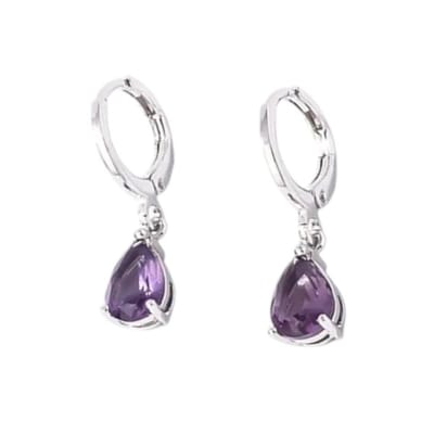 Aramat Jewels | Oorringen | Zilverkleurige Kinder Oorringetjes – Paars Zirkonia – 25x6mm | | | |2mm | Staal | Kinderen, Volwassenen | Verkleurd niet