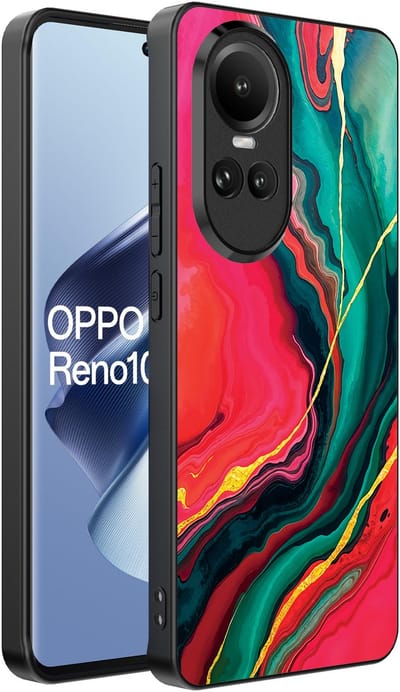 Smartphonica Telefoonhoesje Geschikt voor Oppo Reno 10 / 10 Pro met Rood Groen Marmer Opdruk - TPU Backcover Case Red Green Marble Design geschikt voor Oppo Reno 10;Oppo Reno 10 Pro
