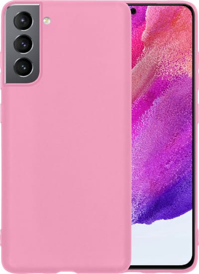 Hoesje - Geschikt voor Samsung Galaxy S21 FE - Sterk & Shockproof - Hoes Cover - Siliconen Case - Telefoonhoesjes - Lichtroze