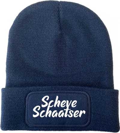 Schaatsmuts navy - Scheve schaatser - soBAD. | Wintersport | Après ski outfit Warme Muts voor Volwassenen | Heren en Dames Beanie | Schaatsen | Wintermuts