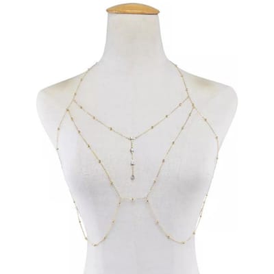 Strass Lichaamsketting Stijlvolle Casual Kwastje Kristallen Beha Ketting voor Nachtclub Strandfeest Maskerade white