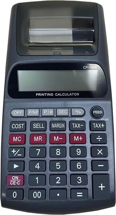 Professionele Rekenmachine - Zakelijke Calculator - Kantoor Administratie - Niet-fiscale Printer - 115 x 24 cm - Zwart of Grijs