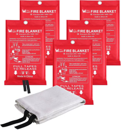 Herbruikbare Branddeken - 5 Pack Glasvezel Blusdeken voor Veiligheid in Huis, Keuken, en Garage (1m x 1m)
