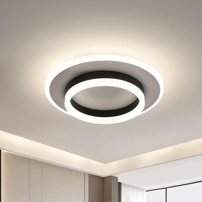 Haobosic Klassiek Cirkel - Plafondlamp - Zwart-Wit - 30x30cm - Neutraal Licht