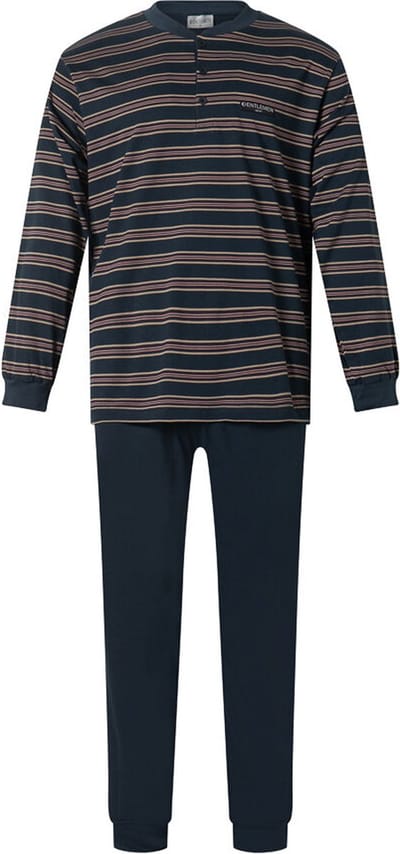 Heren Pyjama single jersey gentlemen met knoopsluiting Navy - maat M