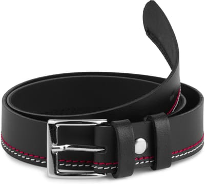 Ladeheid Kinderriem – Riem - Jongens - Broekriem - Verstelbaar - Leer – Zwart/Rood/Wit – 75 cm LA-EL-KIDS