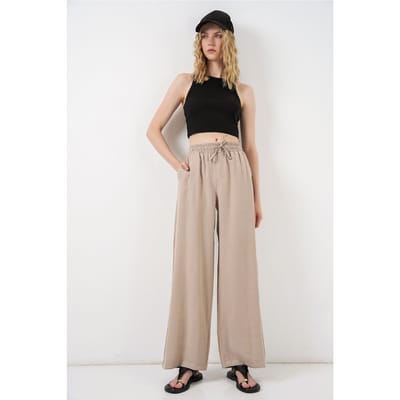 Hoge Taille Wijde Pantalon met Zak